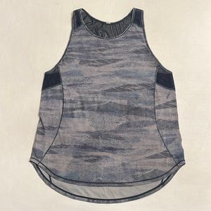 23. Lululemon Sculpt Tank II Mesh Scape Multi True Navy Blue Sleeveless Mesh
